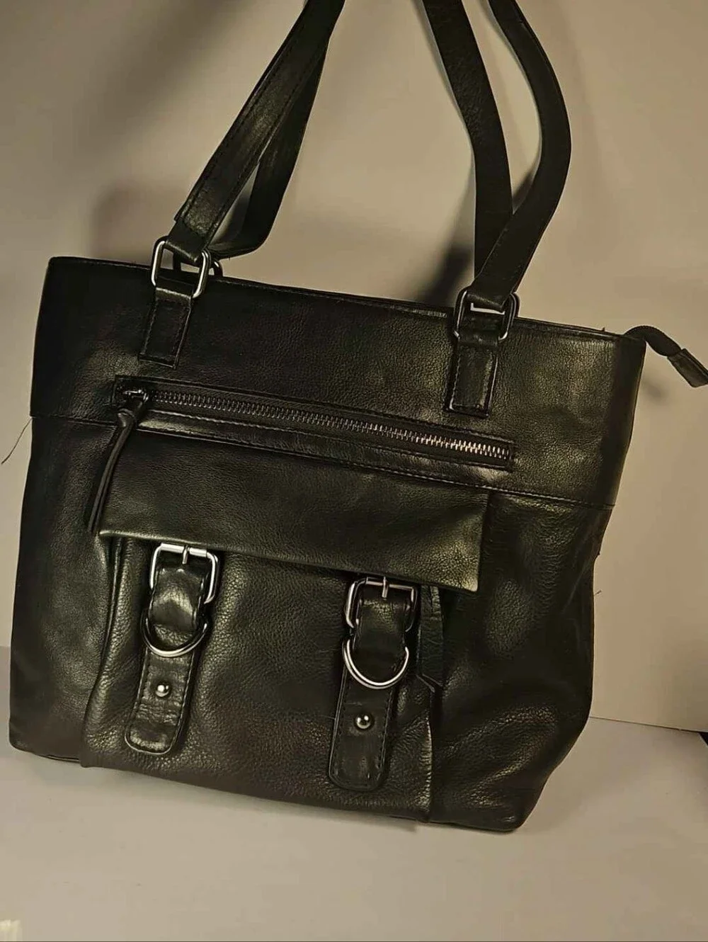 Vintage Medium-sized Black Leather Tote by Great American Leatherworks